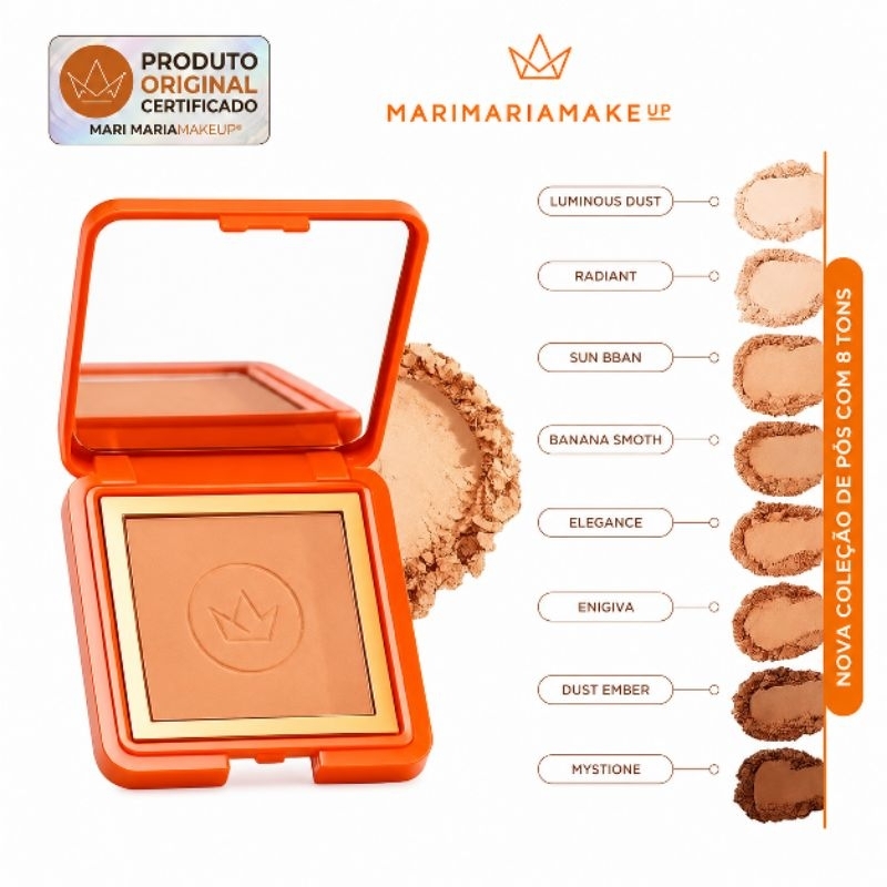 Pó Compacto Mari Maria Soft Silk Original Efeito Matte Alta Cobertura Longa Duração