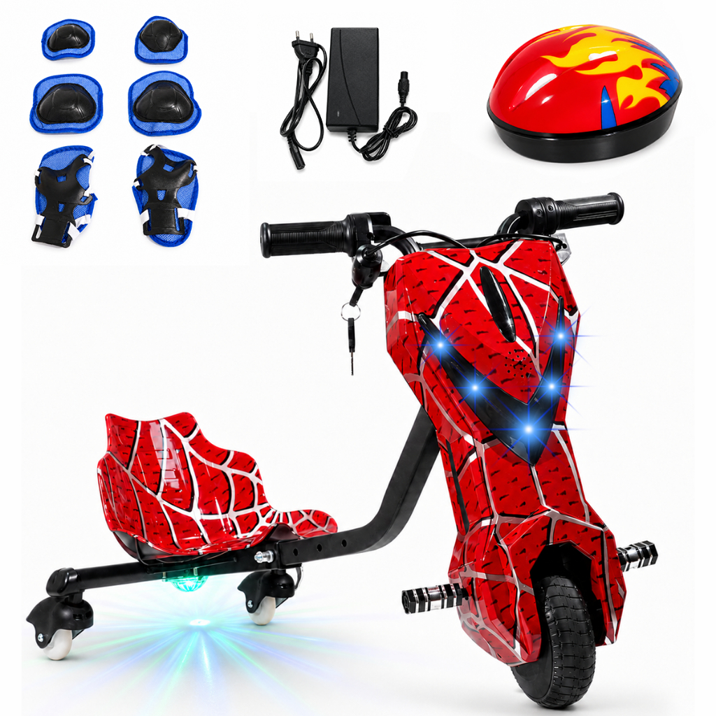 Patinete Elétrico Infantil Drift 3 Rodas Triciclo 350w Alcance de 10 km 3 Velocidades Bluetooth LED