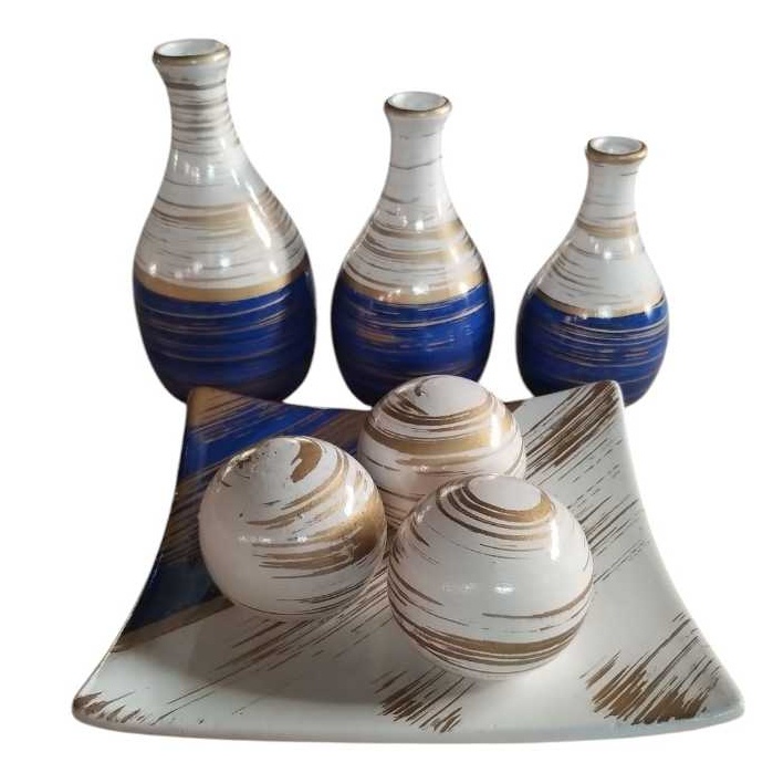 Kit 3 vasos bojudinhos + bandeja com bolinhas Decoração