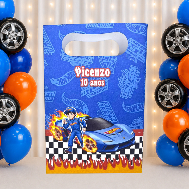 SACOLINHA PERSONALIZADA PARA LEMBRANCINHAS CARRINHO HOT WHEELS | SACOLA PERSONALIZADA | SACOLA SURPRESA