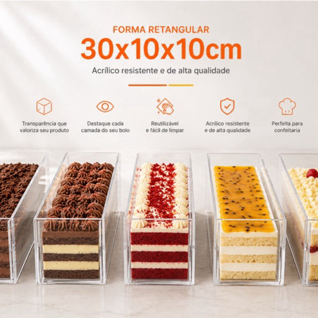 Forma Slice Cake Acrílico - Festival Fatias de Bolo - 10x10x30 Para Confeitaria Transparente