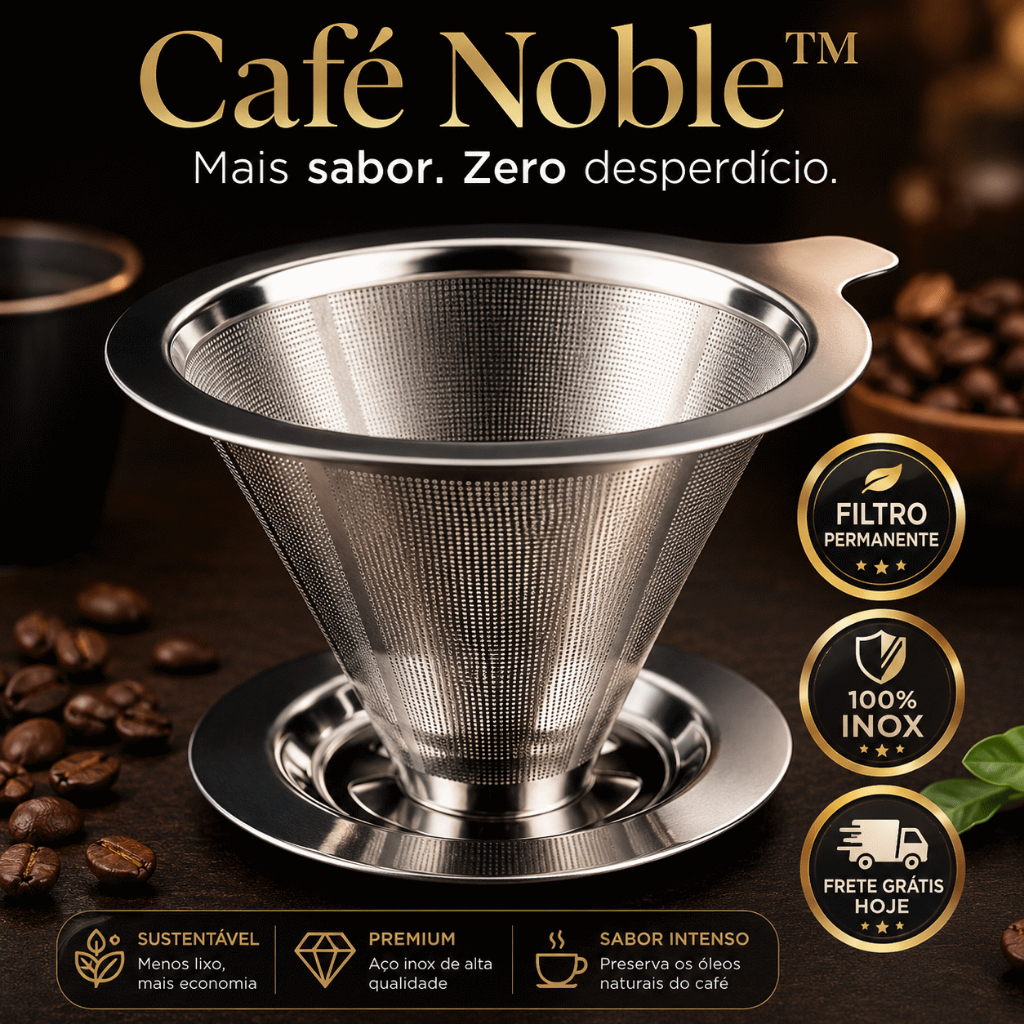 Coador (Filtro) de Café Inox 103 Permanente Café Noble™ | Filtro Reutilizável 100% Aço Inox Econômico e Sustentável