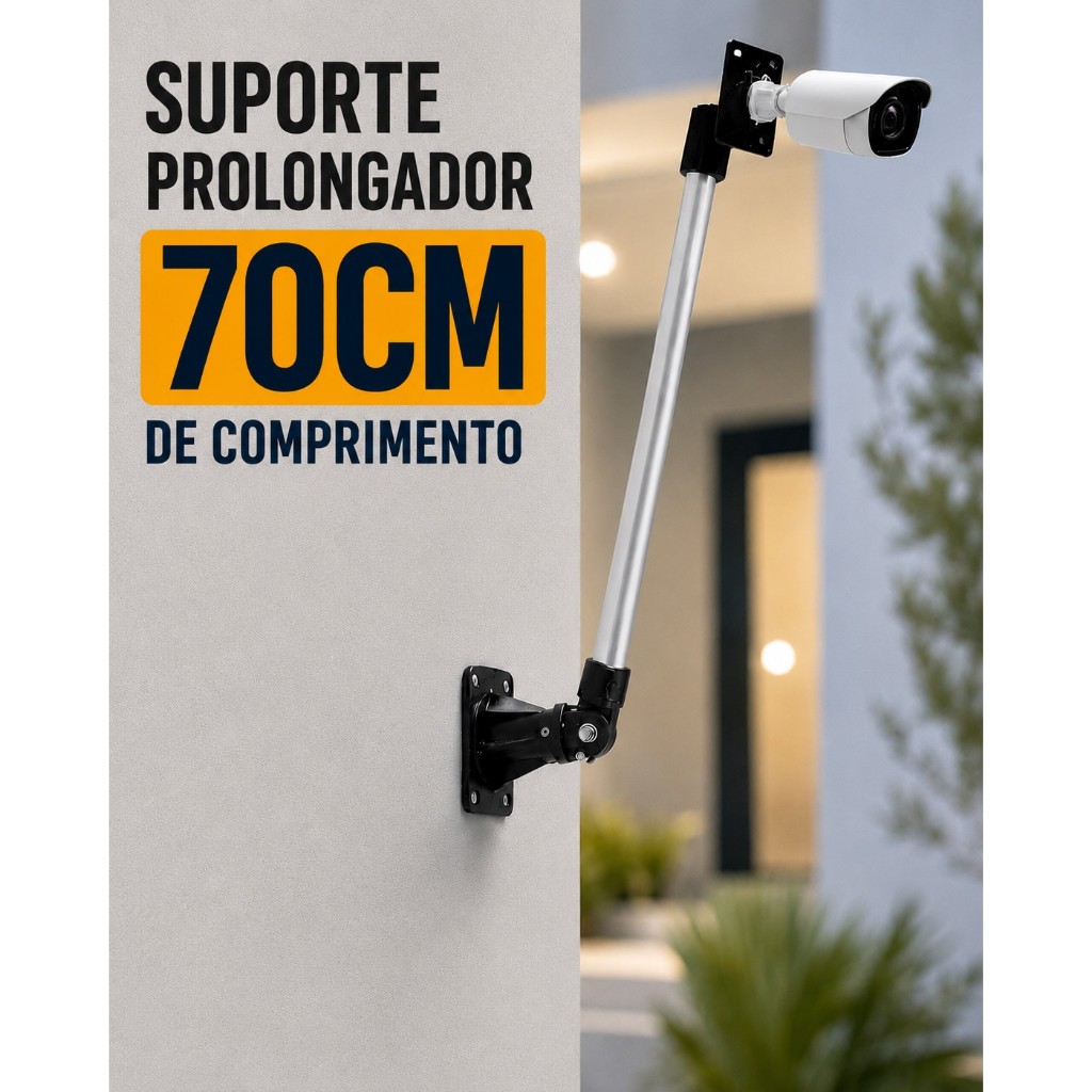 Suporte Prolongador 70cm Câmera Segurança Cftv Infra Sensor Iva Alumínio