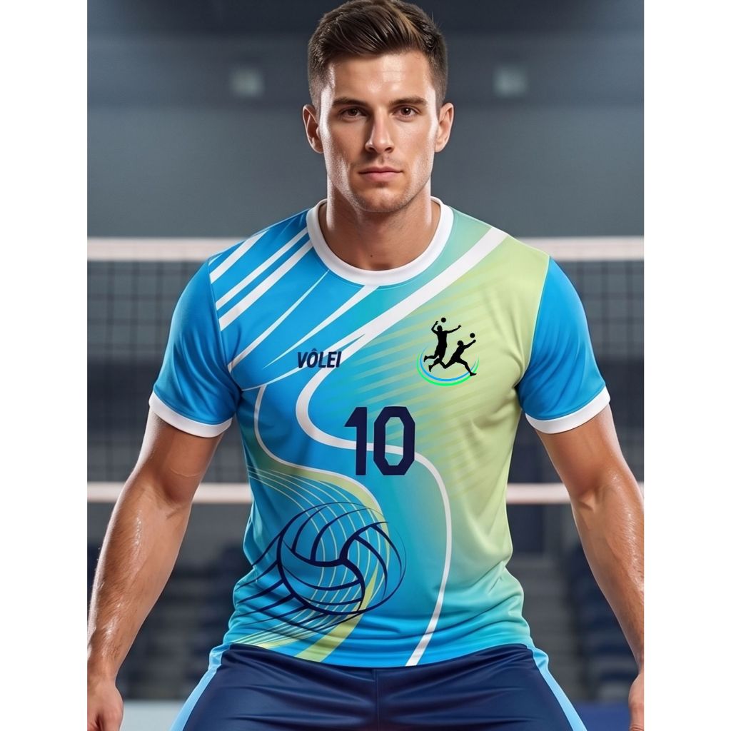 Camiseta Camisa Esporte Esportiva Vôlei Voleibol escolha o Modelo Azul
