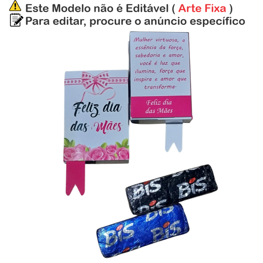 Lembrancinha Dia das Mães Mini Livro Luxo Porta Bis em Papel Fotográfico 180g - Dia das mães laço rosa cod. dmaLr