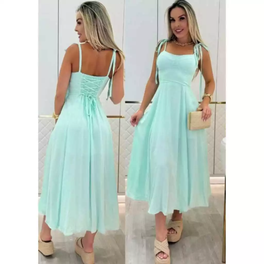 Vestido feminino Midi Romantico Camponesa elegante tecido viscolinho – forro e bojo Conforto — imagem 1