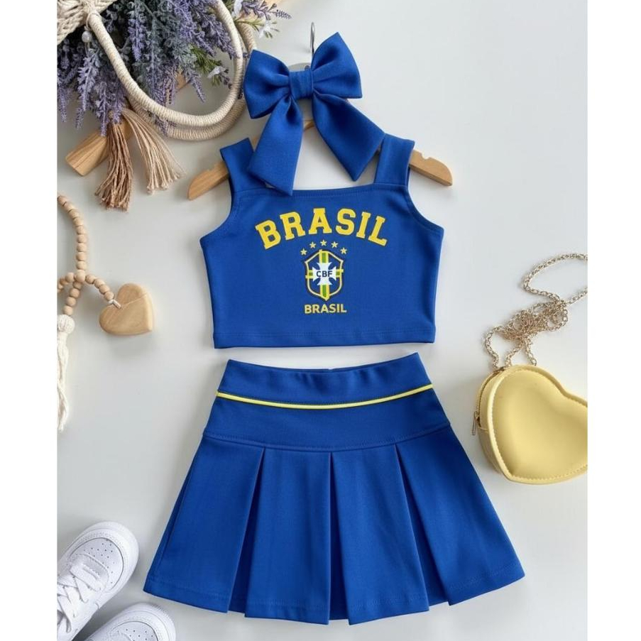Conjunto Infantil 2 Peças Para Meninas Saia e Blusa