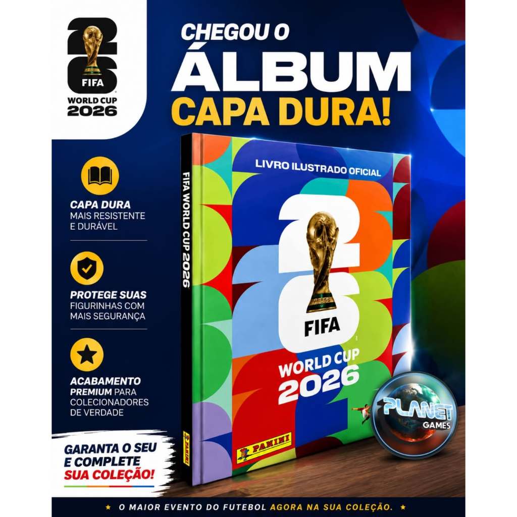 Kit Álbum Capa Dura ou Capa Mole + 3 Pacotes  Figurinhas Copa do Mundo 2026 Oficial FIFA A PRONTA ENTREGA