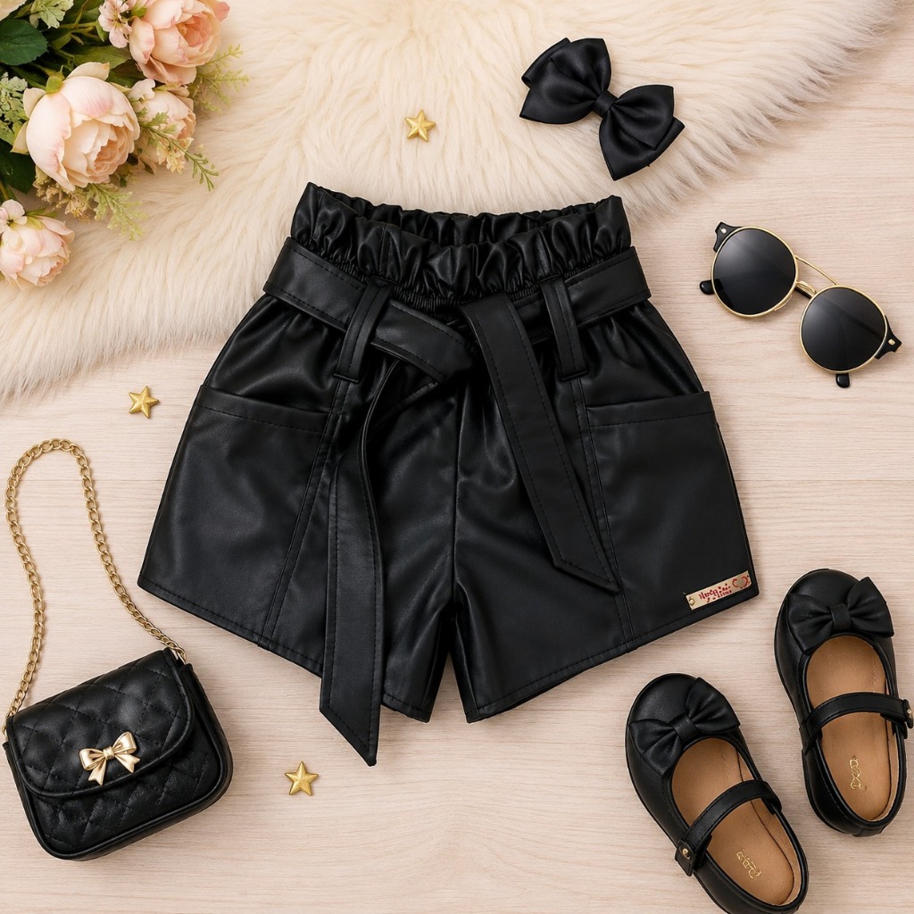 SHORTS CORINHO INFANTIL MENINAS DE LAÇO KIDS BLOGUEIRINHA