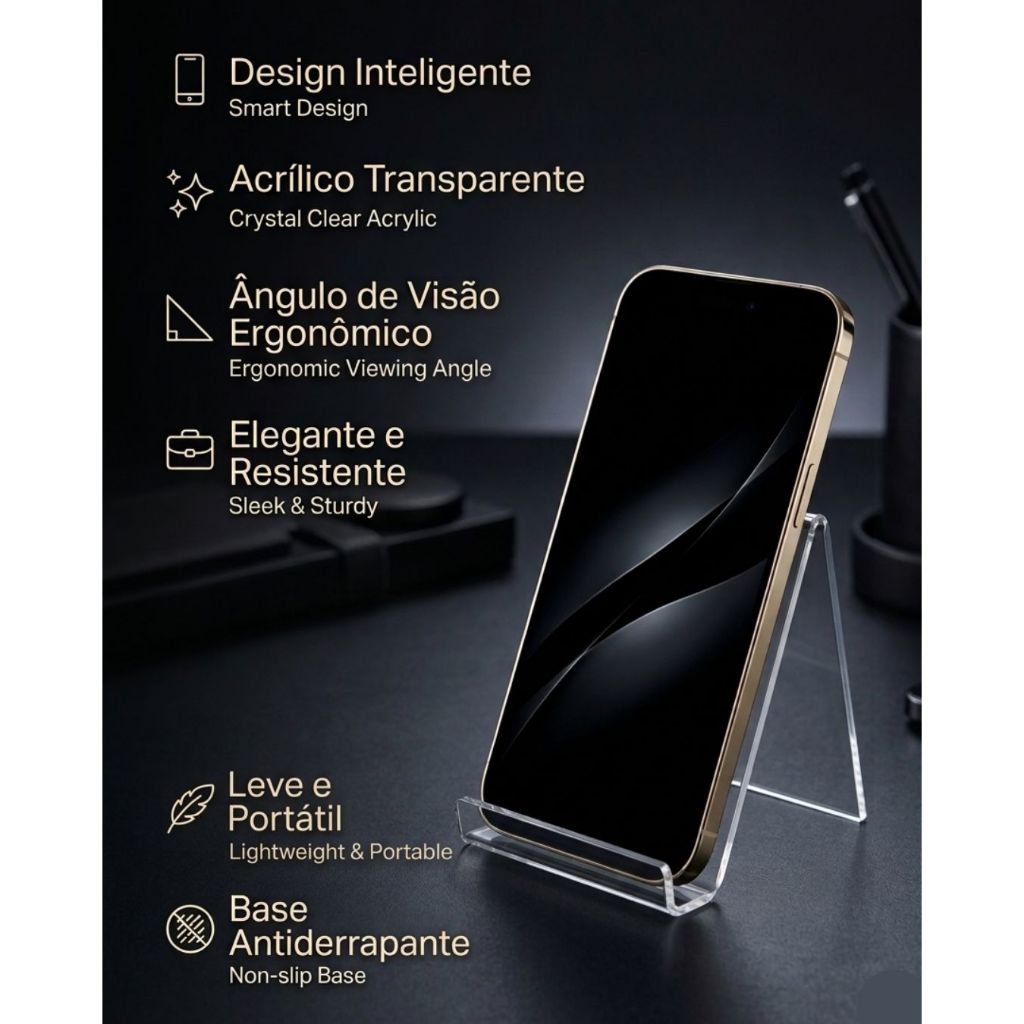 Suporte Para Celular Display Expositor Vitrine Loja Com Gravação à Laser