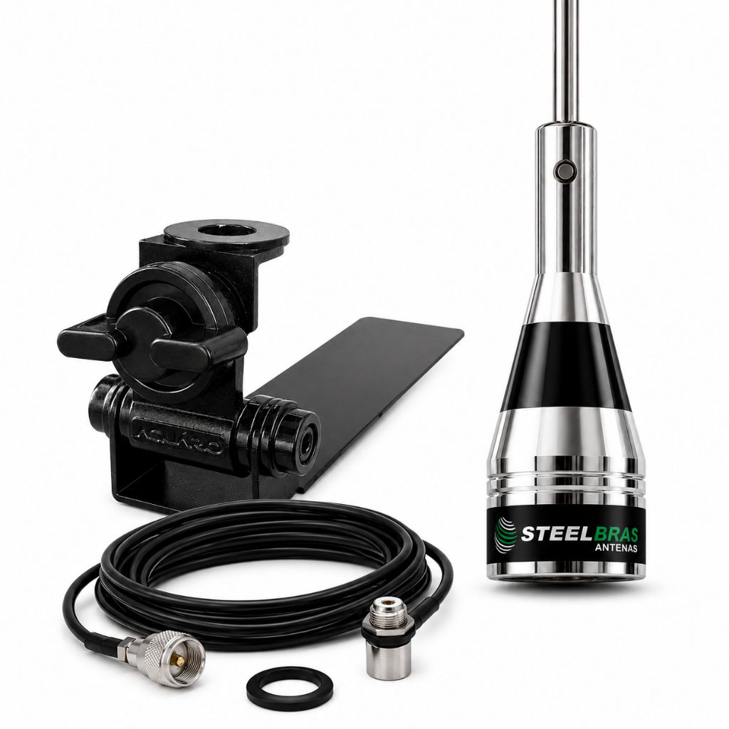 Antena Móvel Vhf 1/4 108-900mhz Aviação Cabo 5,5m Suporte Adaptável Caminhonete