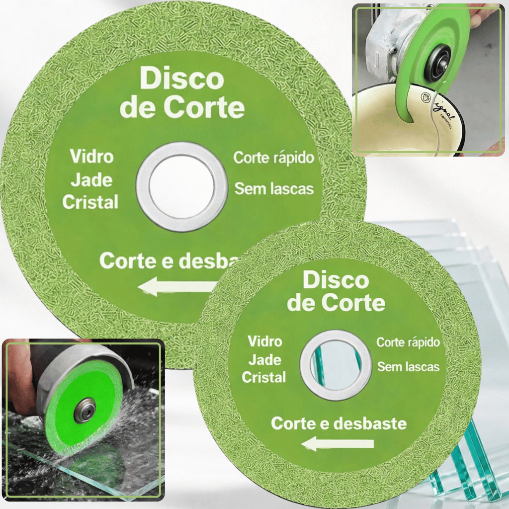 Kit Disco Diamantado Para Corte De Vidro Porcelanato Marmore Piso e Cerâmica e Polimento 100mm X 20mm Lamina  de Serra