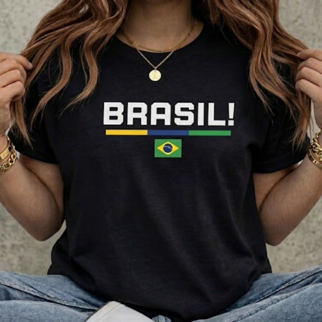 Camisa do Brasil Feminina Blusa 100% algodão