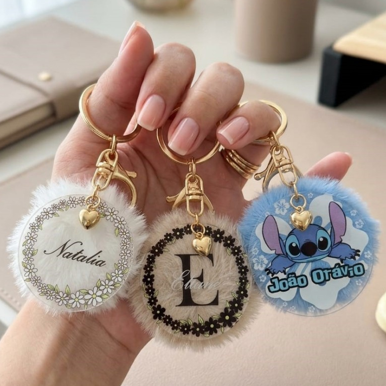 Chaveiro com Pompom Personalizado com Nome