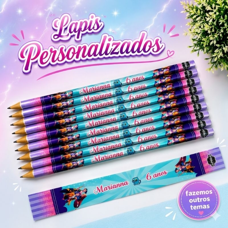 Lápis Personalizado Guerreiras do K-POP Lembrancinha de Aniversário Huntrix