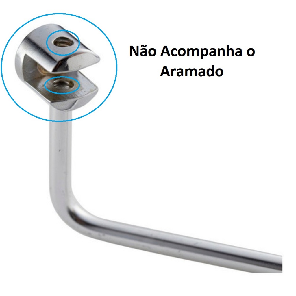 (kit 10 Uni) Suporte Vidro Zamac Fenda Cromado 10mm ou 8mm 2 furos Com Parafuso E Bucha