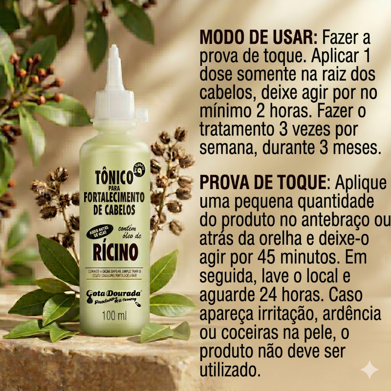 Tônico Rícino Gota Dourada 100ml: A Força Natural para Seus Cabelos! · foto 2