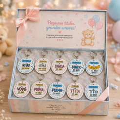 Kit com 10 Chaveiros Para anuncio de Gravidez – Lembrancinhas Chá de Bebê Criativas para Família