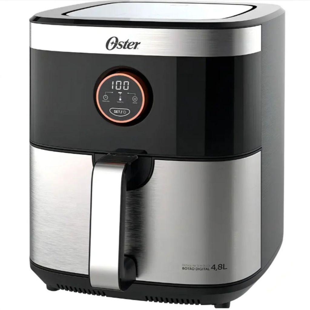 Air Fryer Oster Digital 4,8L Black Inox 1500W Fritadeira Sem Óleo OFRT660 Preta