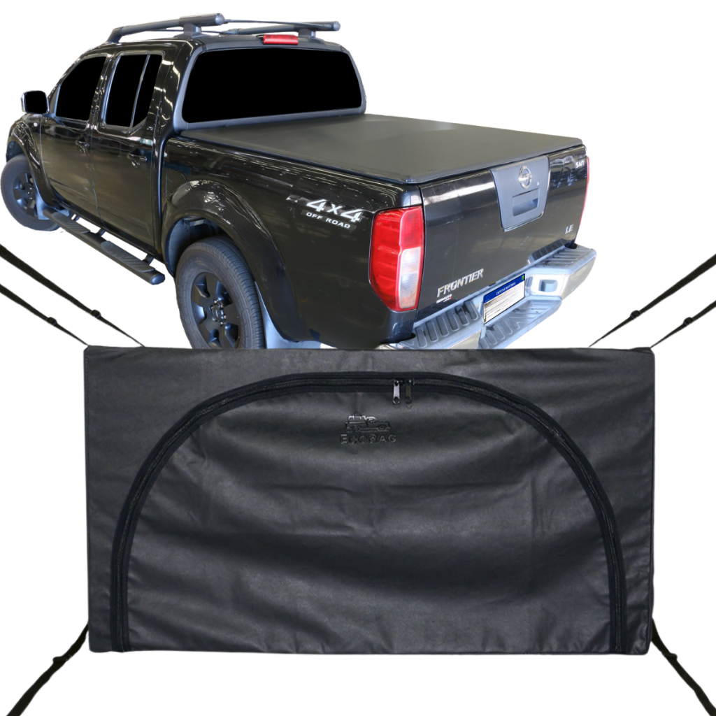 Bolsa Para Carroceria Flash Cover Ecobag Nissan Frontier Dupla 2008 Até 2016 Tamanho G 378 Litros Preto