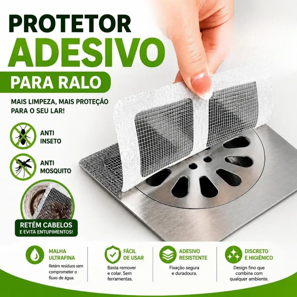 Filtro De Ralo Descartável Tela Adesiva Protetora Anti-Odor Pia Banheiro 10x10cm Telas Protetoras