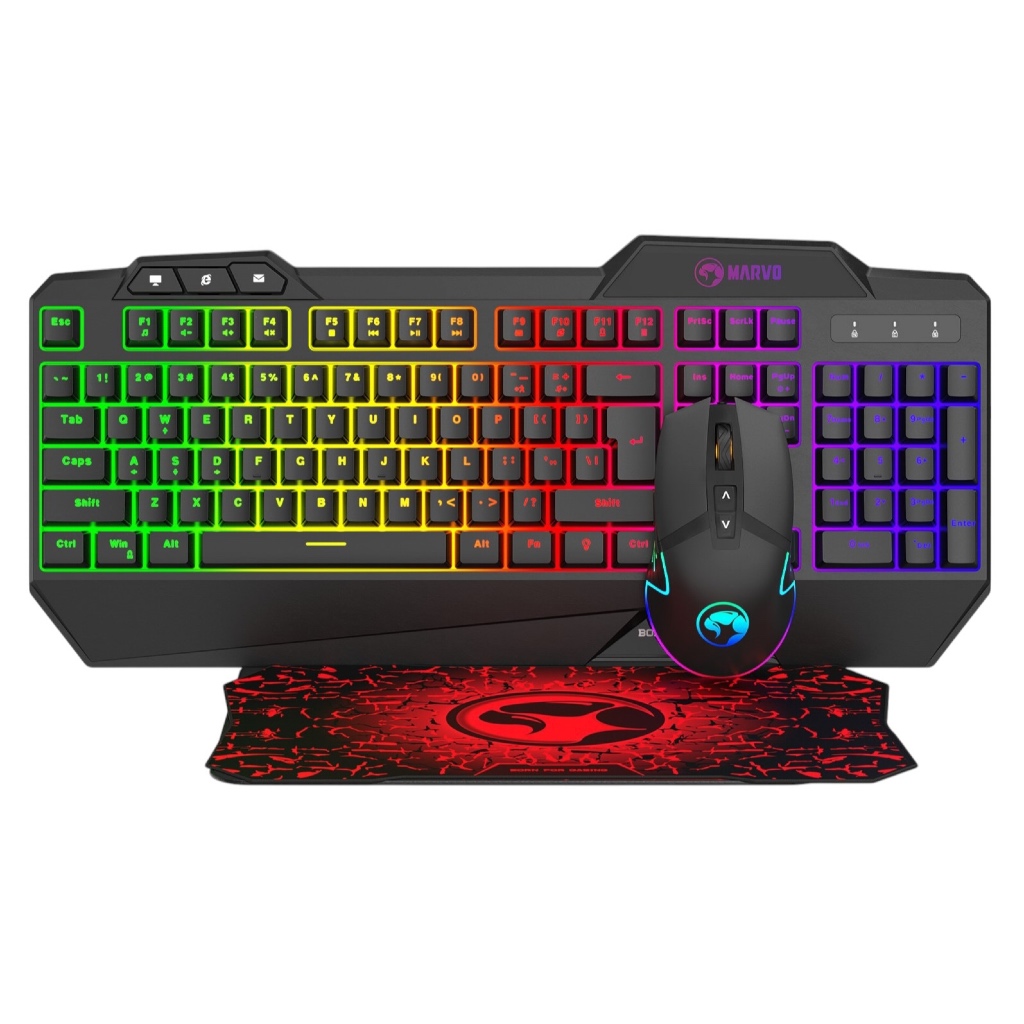 Combo Gamer Profissional Marvo CM-306 3 em 1 Teclado Sensível e Mouse Gamer e mousepad Alta Resolução