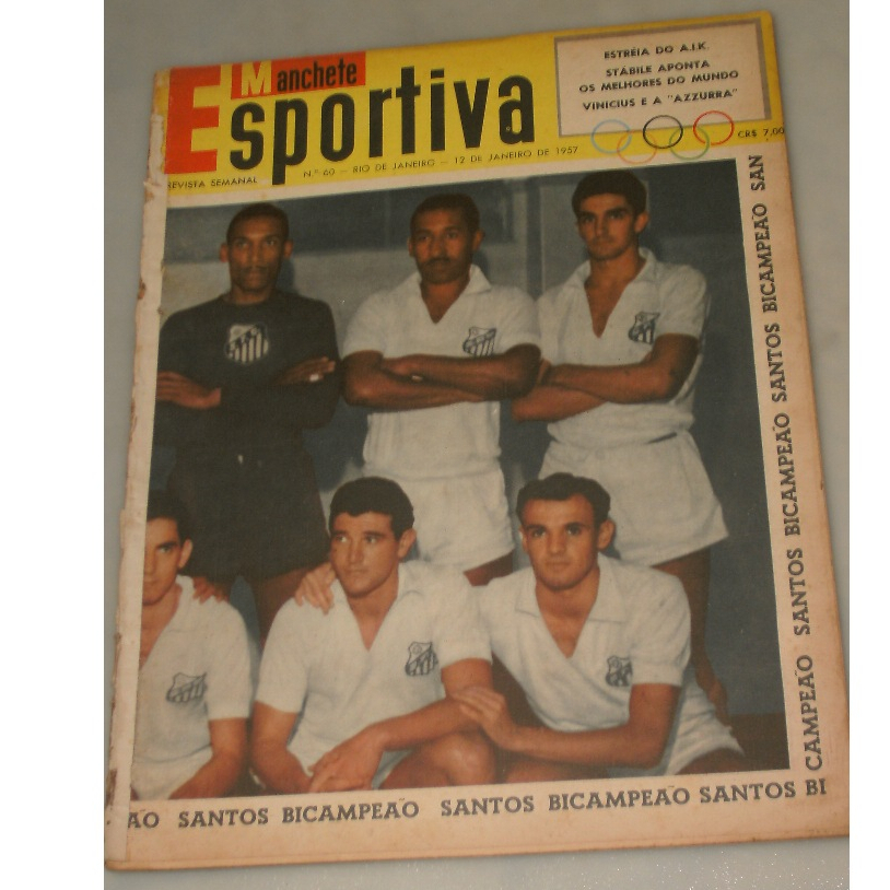 Revista Manchete Esportiva Nº60 / De época 1957 / Santos Bicampeão / Ler descrição