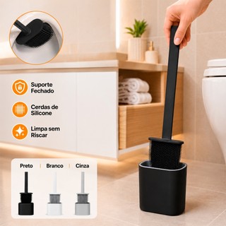 Escova Sanitária de Silicone com Suporte Fechado Antiodor para Vaso Privada Banheiro Não …