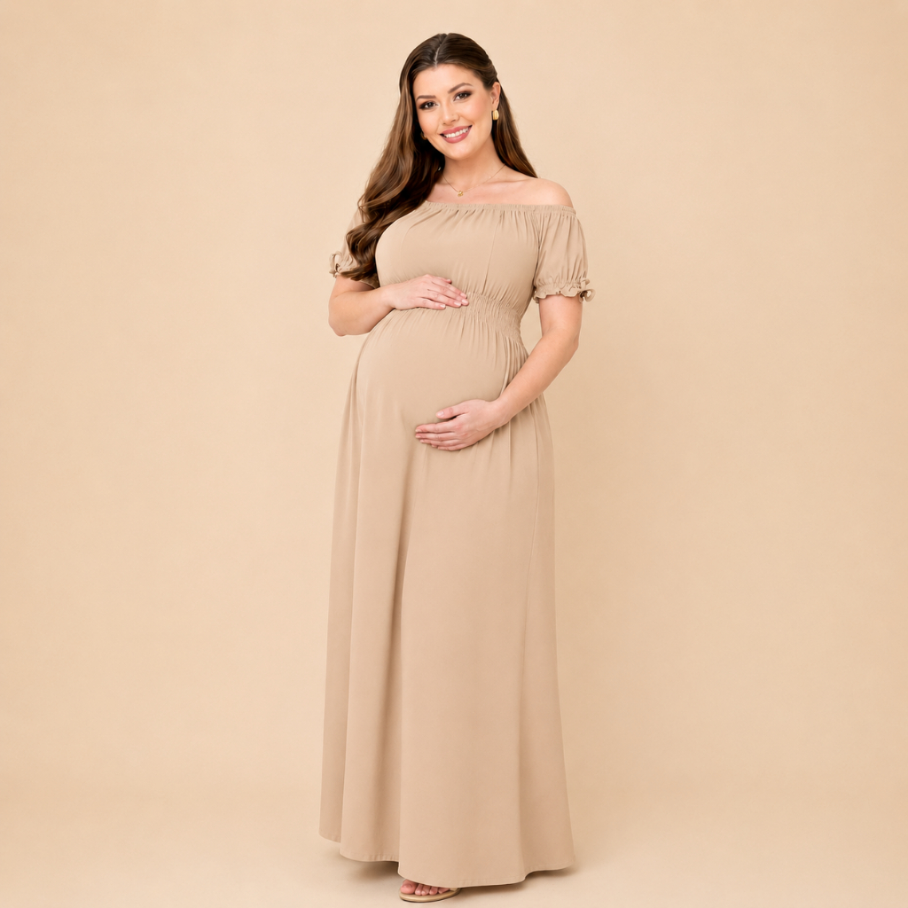 Vestido longo gestante para amamentação moda grávida gestação