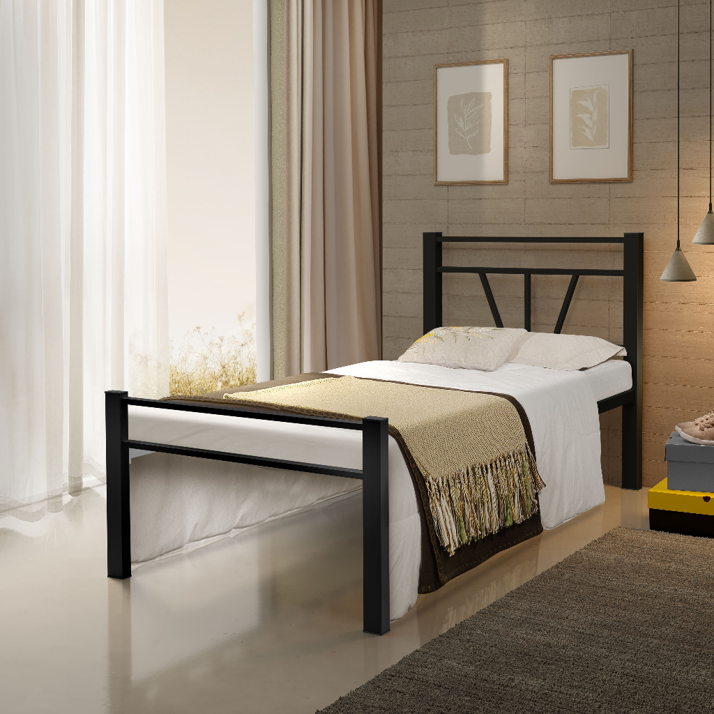 Cama De Solteiro Josi Reforçada 100% Aço Estilo Industrial Reforçada Resistente Quarto Pousada