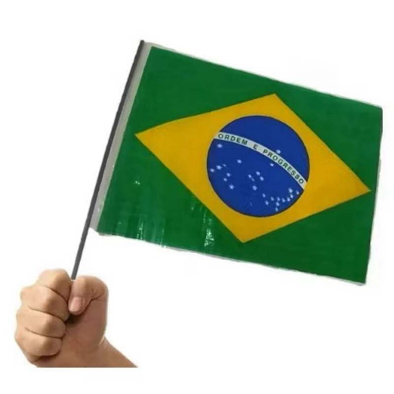 Kit Bandeira Do Brasil Com Cabo | 30x40cm | De Plástico | Torcedor, Lembrancinha, Festa, Seleção Brasileira, Jogos