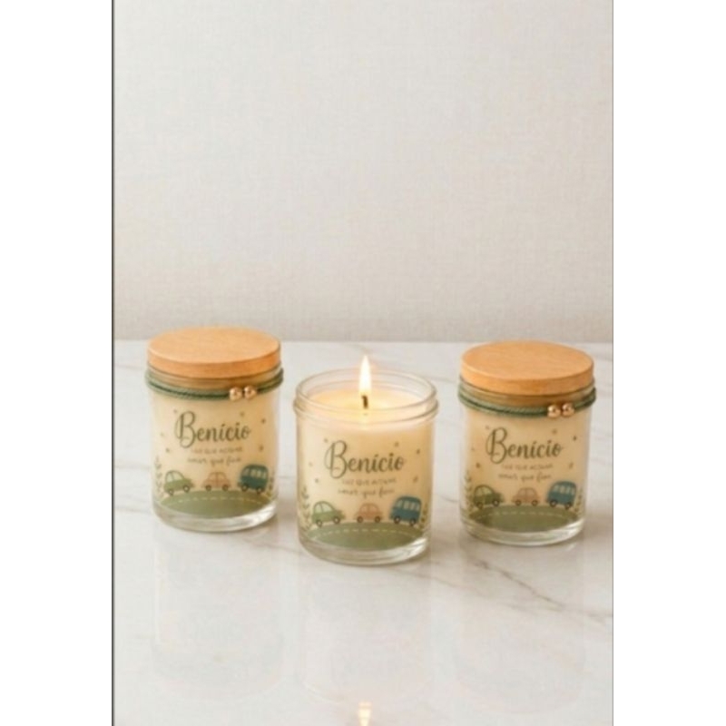 kit com 10 Velas Aromáticas Personalizadas 120 ml no Vidro | Lembrancinha Chá de Bebê, Maternidade e Batizado