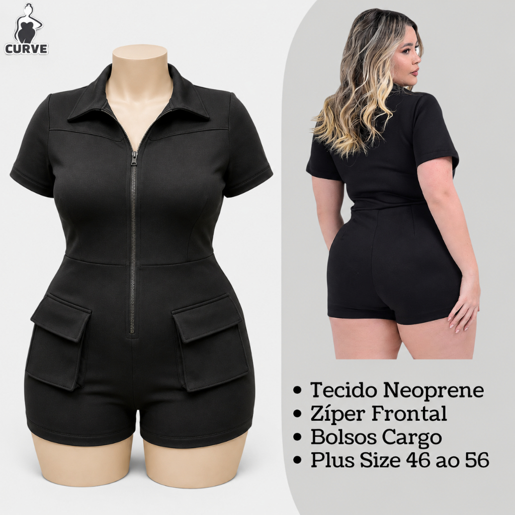 Macaquinho Plus Size Feminino Macaquinho com Bolso Macaquinho Feminino Curto Balada Macacão Curto