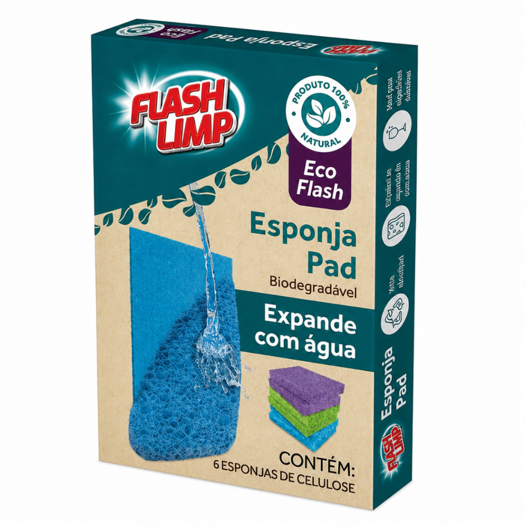 Esponja Pad Biodegradável Multiuso Flash Limp 6 Unidades
