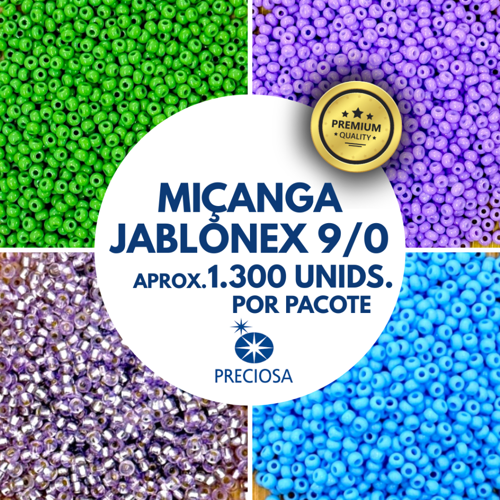 MIÇANGA JABLONEX PRECIOSA 9/0 20 GRAMAS APROX.1300 UNIDADES PARA PULSEIRAS, BIJUTERIAS E GUIAS