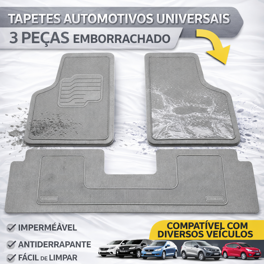 Tapete Automotivo Universal Carro Borracha Pvc Modelo cores vermelha azul  rosa e cinza