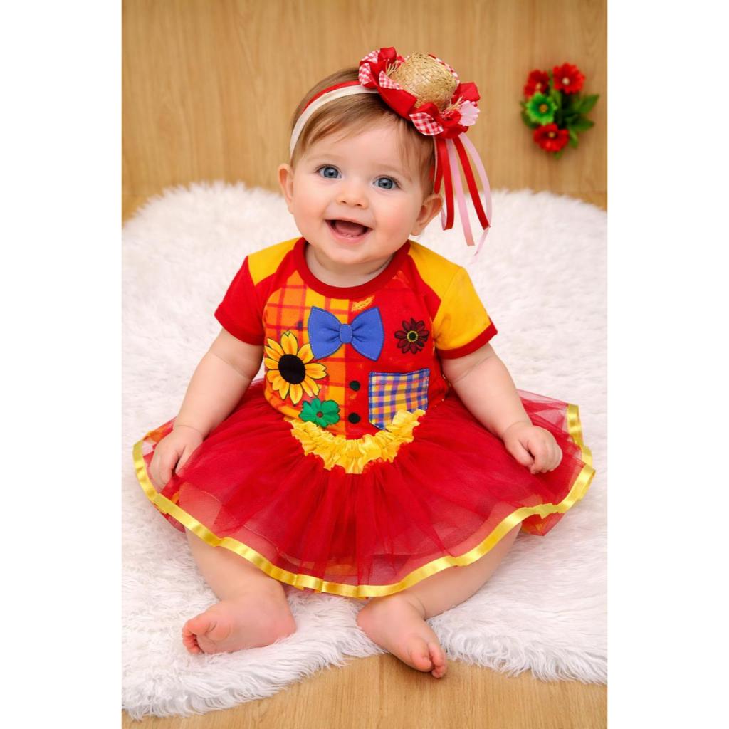 Body Bebê Festa Junina Caipira Mesfersario Tematico Menina e Menino com botinhas - premium