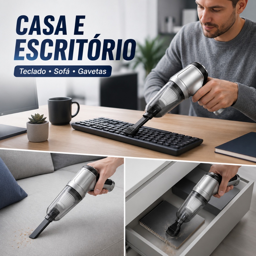 4 em 1 Aspirador de sucção forte USB Aspirador de pó para carro e casa Aspirador de pó automotivo com acessórios Casa e