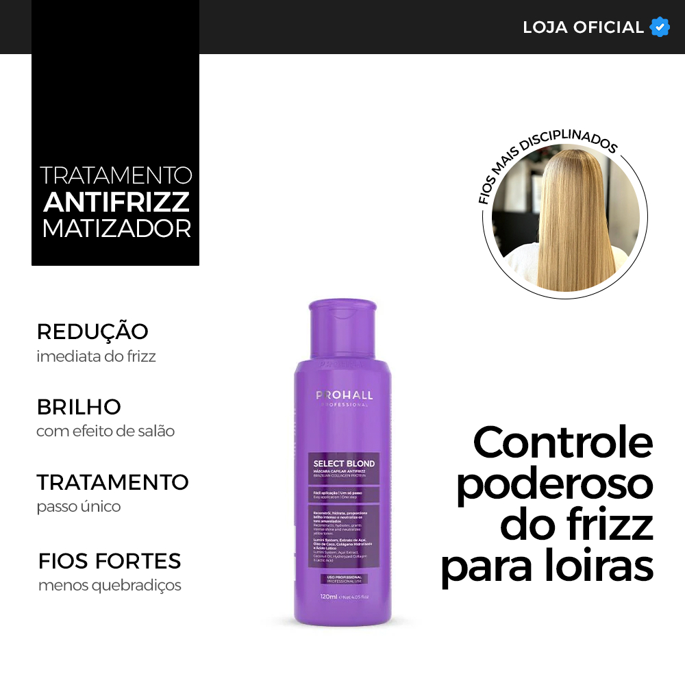 Tratamento Antifrizz para Cabelos Loiros e Coloridos - Select Blond 120ml