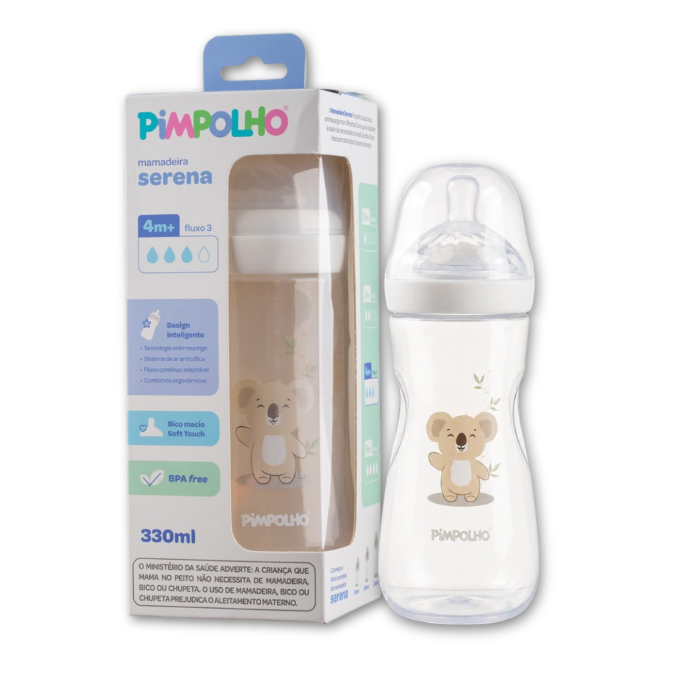 Mamadeira Anticólica 330ml Silicone Pimpolho Bebê Soft Touch