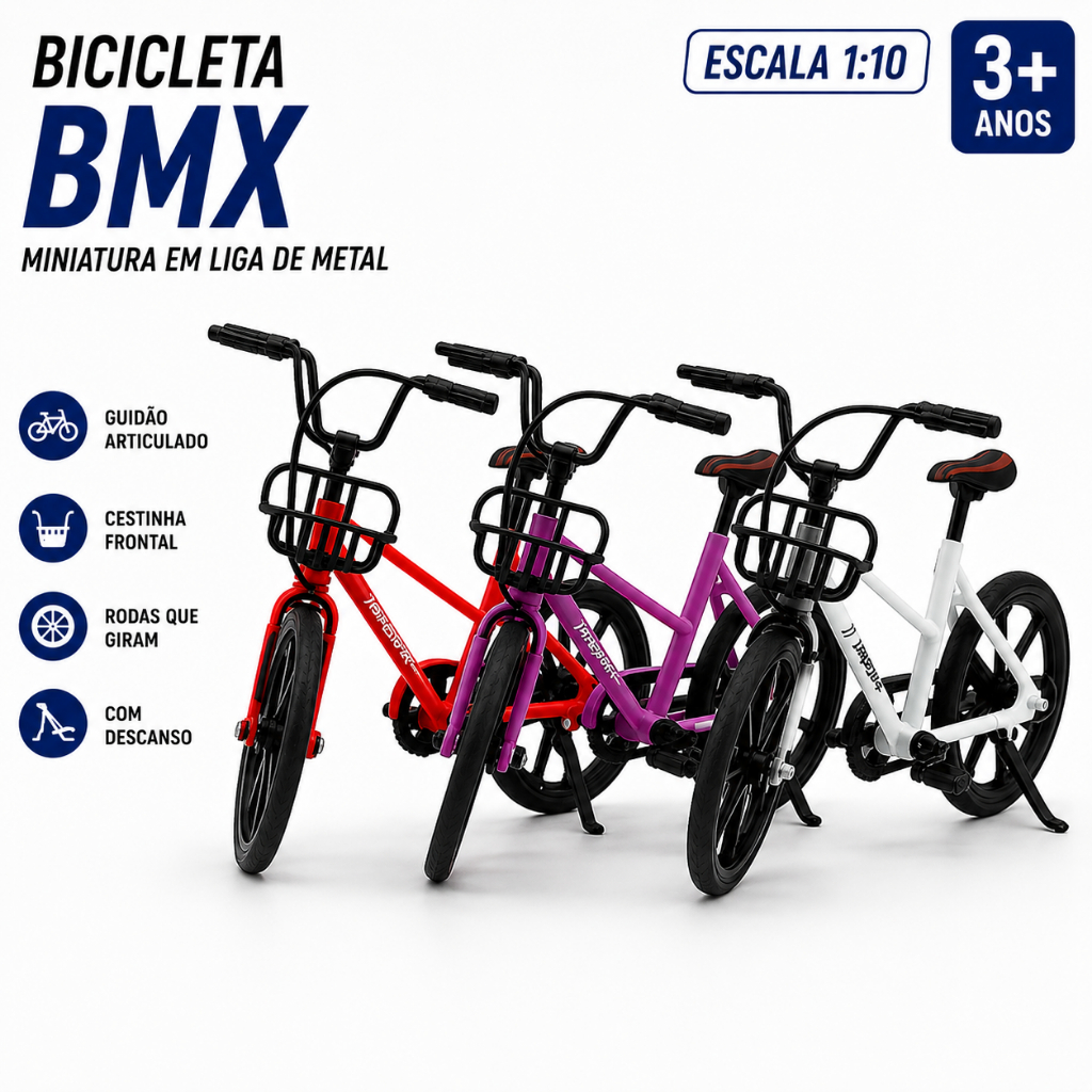 Miniatura Escala 1:08 de Bicicleta de Ferro Caiçara Praia Colecionável Rosa Vermelho Mini Bike
