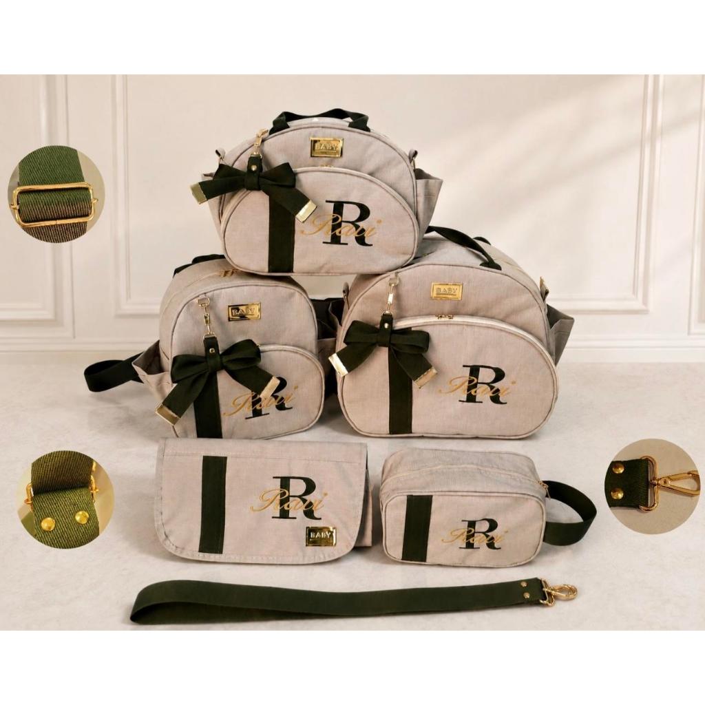 Kit Personalizada Luxo Bolsa Maternidade Menino/Menina 5 peças Kit Jeans  Bolsas Térmicas e Impermeáveis AYLA BABY