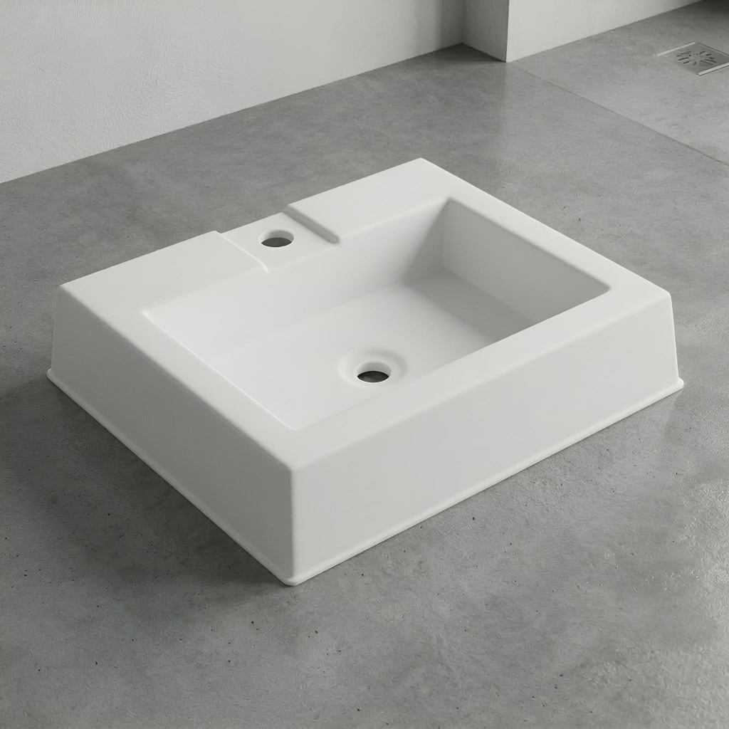 Cuba para Lavabo Apoio Retangular de Plástico Sobrepor Moderno - Ideal para Banheiro e Lavabo