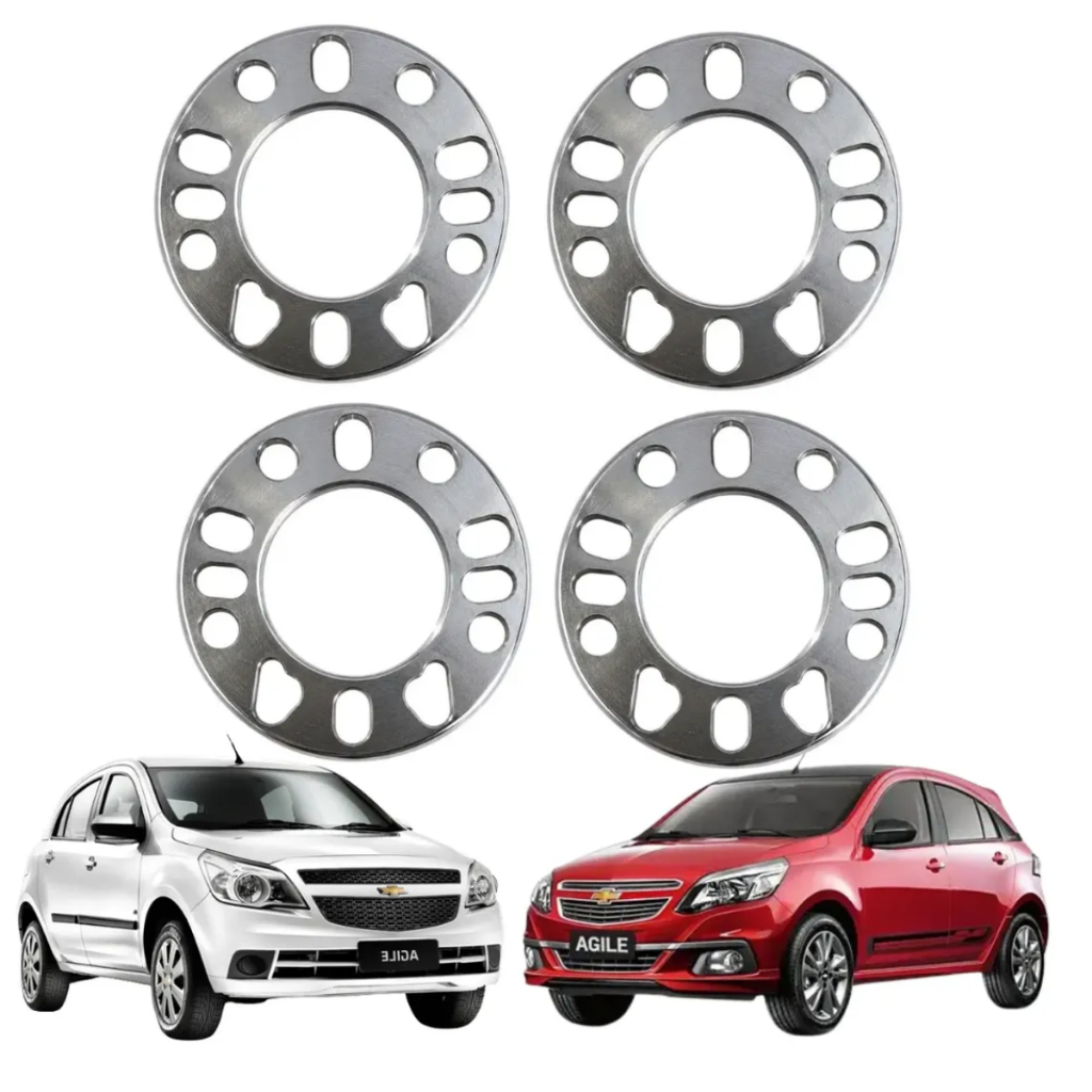 Kit 4 Espaçador 7mm Alargador Roda Agile 4x100 4 E 5 Furos