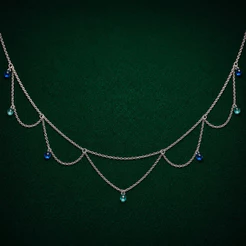 Choker Rendinha Verde e Azul em Prata 925 Delicada e Sofisticada