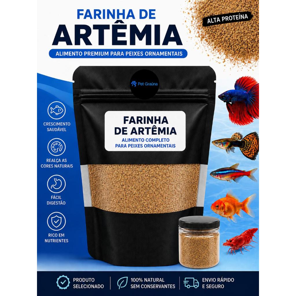 Farinha de Artêmia Peixes Ornamentais Betta Guppy Corais Camarões 10g / 15g / 20g / 25g / 30g / 35g / 40g / 45g / 50g