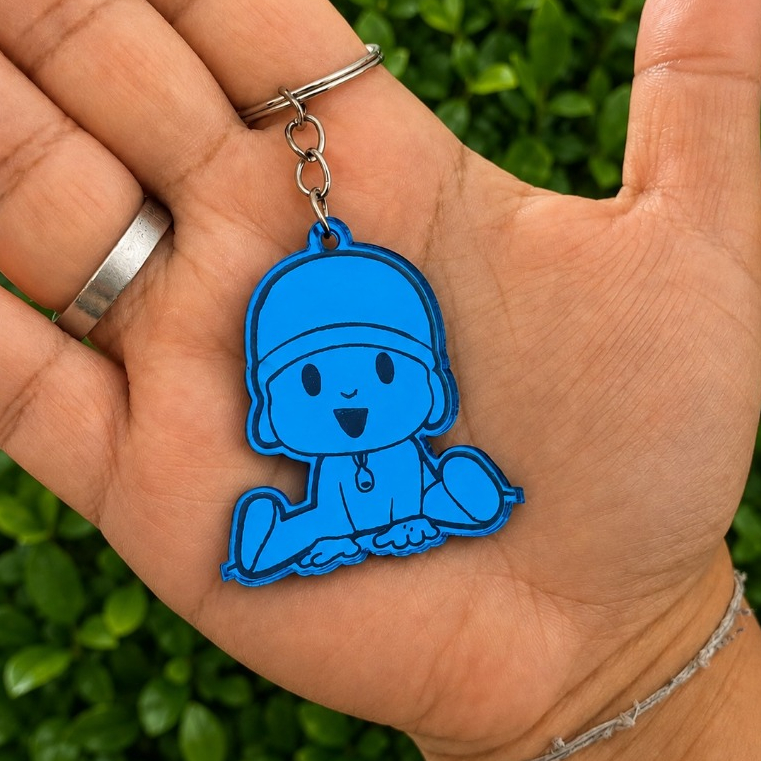 Chaveiro Pocoyo Acrílico Azul Personalizado Fofo para aniversario, chá de bebe e lembrancinha