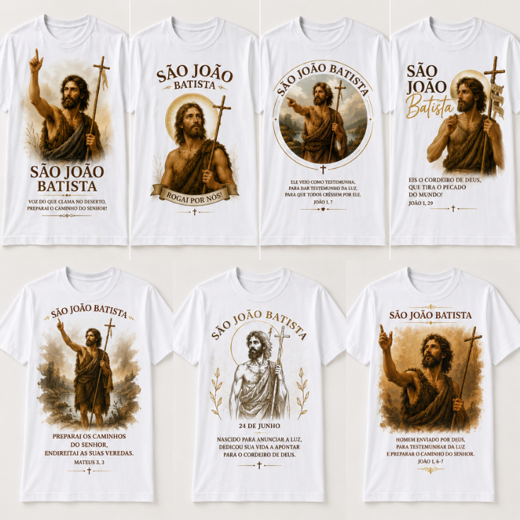Camiseta Católica  de São João Batista, Unissex • Fé • Devoção • 24 de Junho