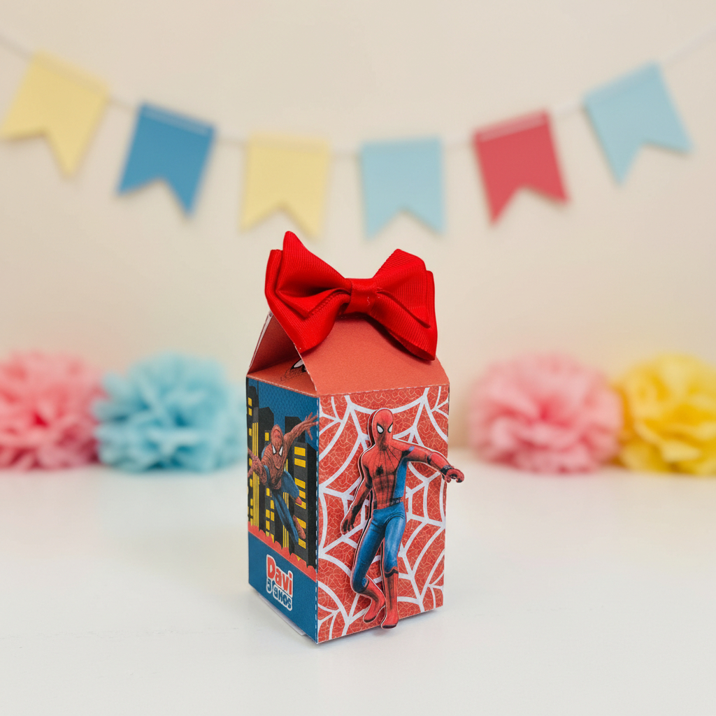 ENVIO RÁPIDO Caixa Milk Homem Aranha - Lembrancinha Aniversário Infantil 20 unidades