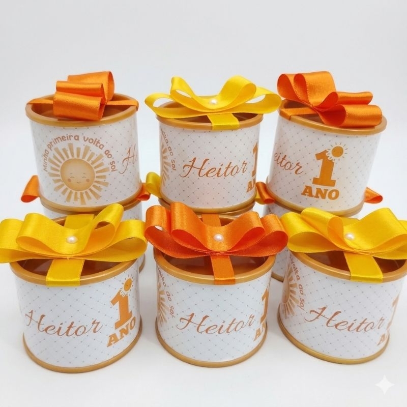 Tubolatas 5x6 Personalizadas Minha Primeira volta ao Sol - Lembrancinhas de aniversário infantil, 1 ano, Chá de bebê
